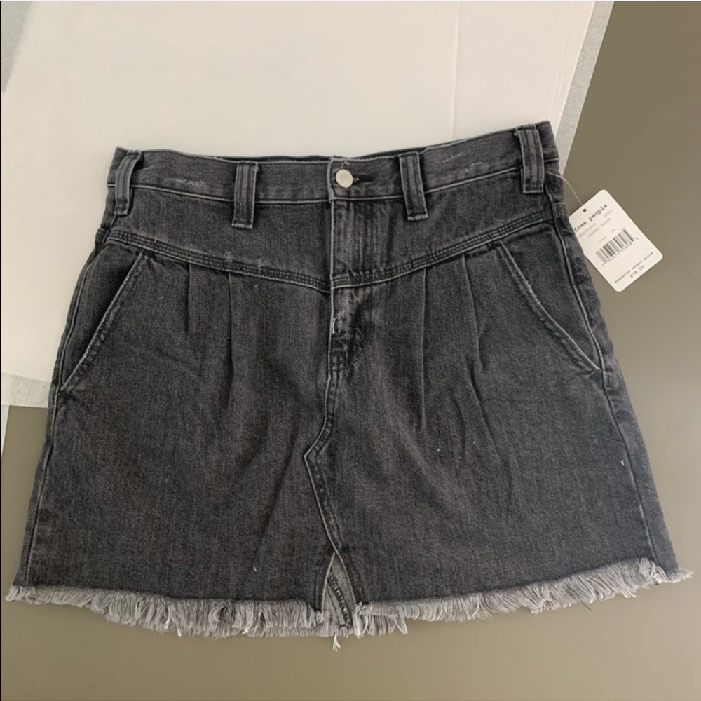 *SOLD* Free People retro denim skirt black 8 29 - Picture 5 of 10